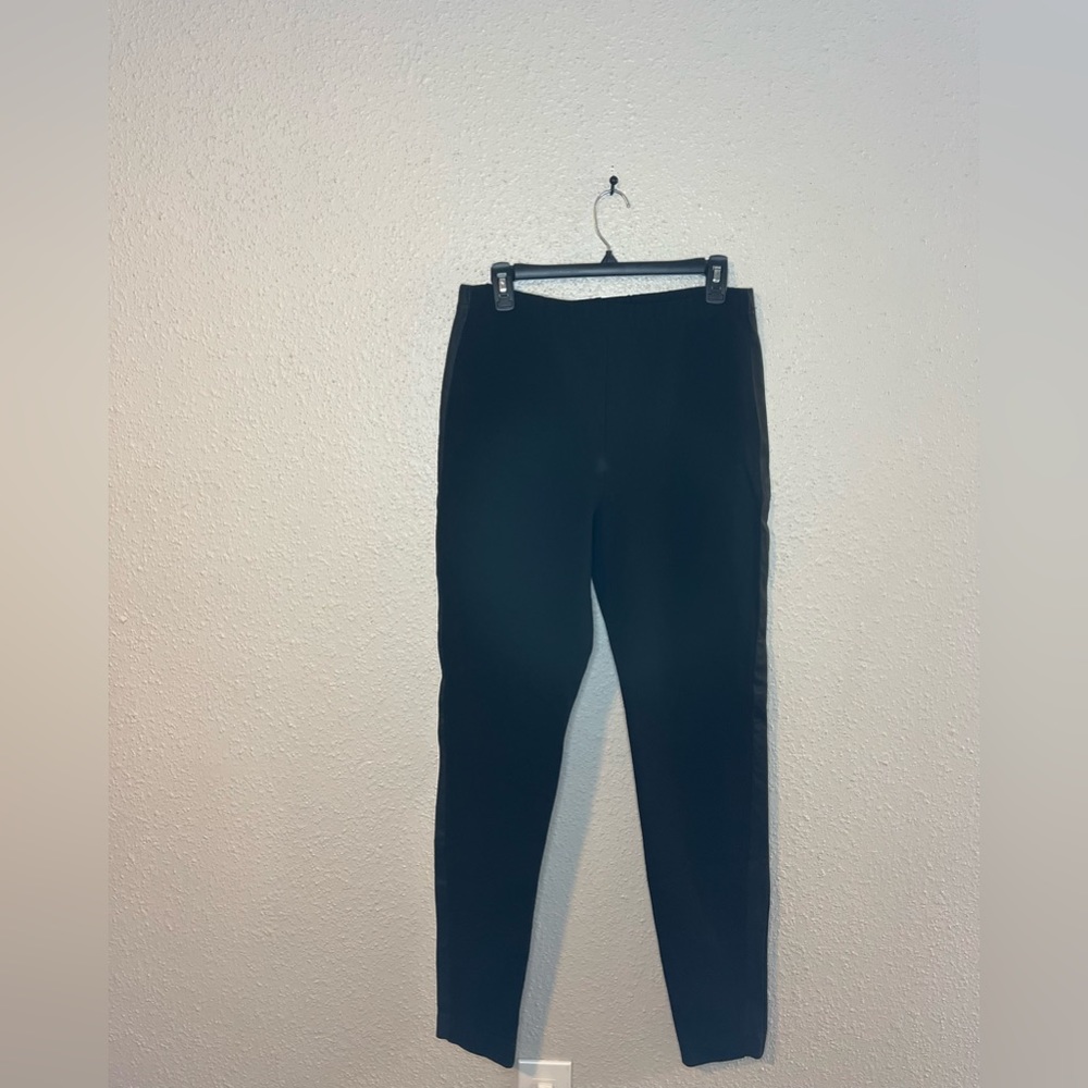 Illia Womens Skinny Pants Black Pull On Stretch Knit Leather Side Stripe XL